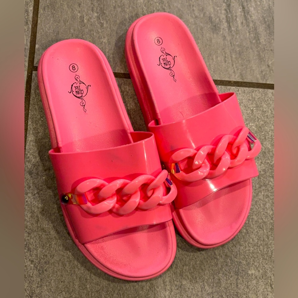 Pink Chain Slide Sandals